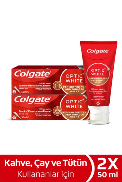 Colgate Optic White Kahve, Çay ve Tütün Kullanıcıları için Beyazlatıcı Diş Macunu 50 ml x 2 Adet ürün görseli 1