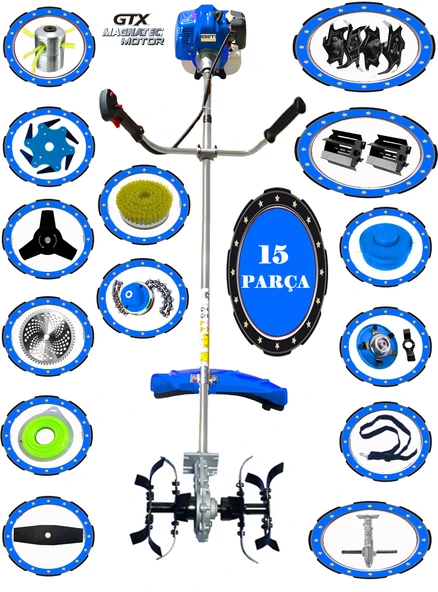 Eisenn German FORSTPRO-15 F830 Yan Tip Tırpan + Akrobat Çapalama + Toprak Eşeleme 15 Parça FULL Set ürün görseli 1
