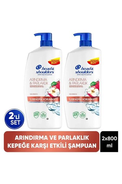 Head & Shoulders Arındırma ve Parlaklık Kepek Karşıtı Şampuan Elma Sirkesi ile 800ml x 2 Adet ürün görseli 1