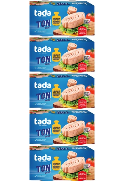Tada Ayçiçek Yağlı Ton Balığı 160 gr x 10 Adet (5 Paket x 2’li) – Avantaj Paketi ürün görseli 1