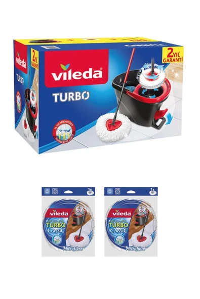 Vileda Turbo Pedallı Temizlik Sistemi + 2 Adet Yedek Paspas ürün görseli 1