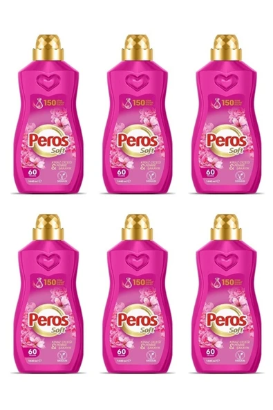 Peros 6lı Süper Avantaj Paketi-konsantre Yumuşatıcı Kiraz Çiçeği Pembe Şakayık 1440 ml X 6 Adet ürün görseli 1