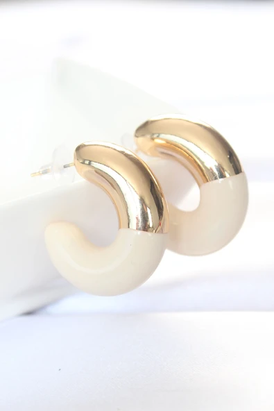 CCB Krem Gold Çift Renk Küpe - TJ-BKP8870 ürün görseli 1