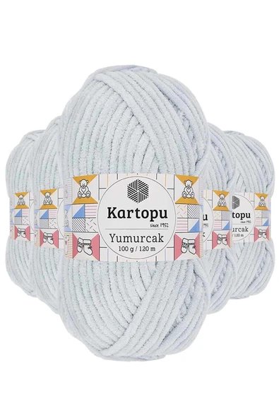 5 Adet Yumurcak Kadife El Örgü İpi Açık Gri K919 ürün görseli 1