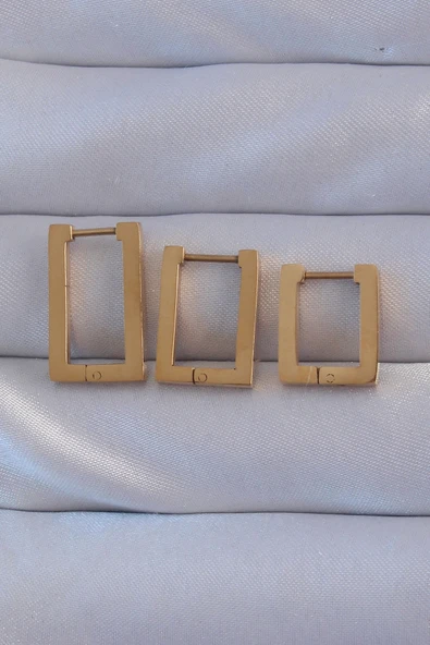 316L Çelik Gold Renk Dikdörtgen Küpe Seti - TJ-BKP9159 ürün görseli 1