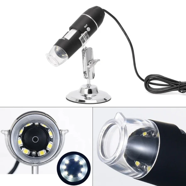 1600X Usb Dijital Mikroskop Kamera Endoskop 8 Led Büyüteç Metal Standı ürün görseli 1