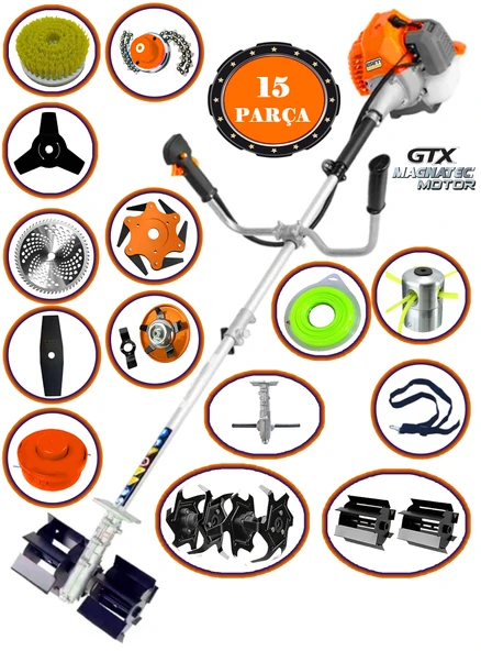 Eisenn German POWER-F15 453 Seri Yan Tırpan+ Akrobat Çapalama + Toprak Eşeleme 15 Parça FULL Set ürün görseli 1
