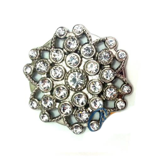 Taşlı Yuvarlak Broş, Sandık Süsü 4,5 cm - Nikel, 10 Adet ürün görseli 1