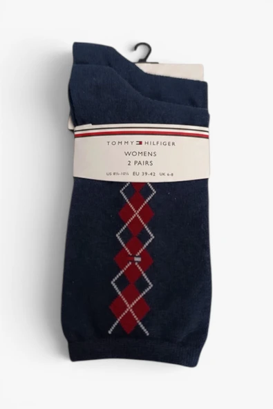 Tommy Hilfiger   TH WOMEN SOCK 2P ARGYLE Kadın Beyaz Çorap - S701236734 ürün görseli 1