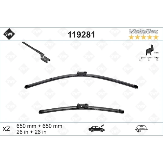 Silecek Süpürgesi Takım 508 İ10-18 / Rcz 10-18 Aerotwın A636S (650+650Mm) (Oem No: 6423N6) ürün görseli 1