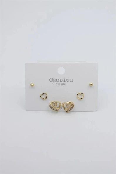 Çoklu Set Küpe - Altın - Resim 2