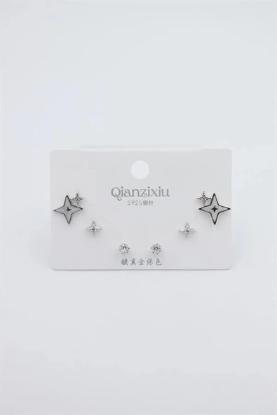 Çoklu Set Küpe - Gümüş ürün görseli 1