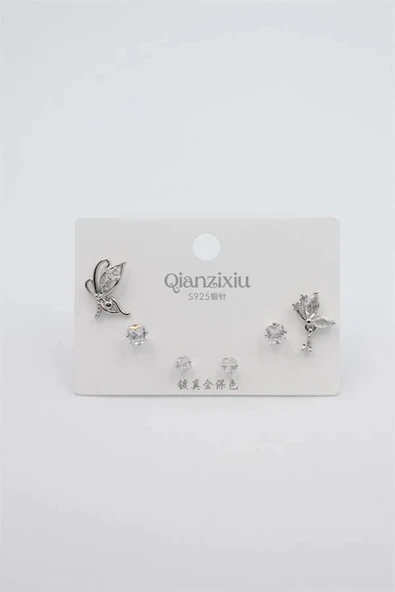 Çoklu Set Küpe - Gümüş - Resim 2