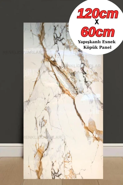 60cmx120cm Naturel Toprak Mermer Desenli Yapışkanlı Mutfak Banyo Köpük Duvar Paneli Kağıdı TX-016 ürün görseli 1