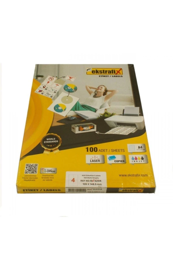 Ekstrafix Lazer Etiket 100 Yaprak 70 x 70 mm Sevkiyat Lazer Yazıcı Etiketi ürün görseli 1