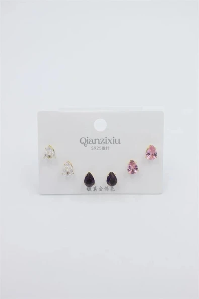 Çoklu Set Küpe - Altın - Resim 2