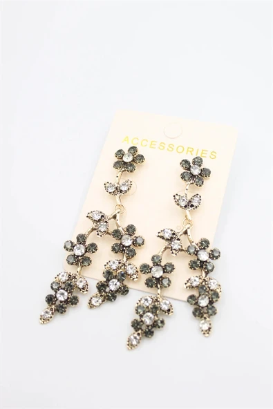 Çiçek Küpe - Siyah ürün görseli 1
