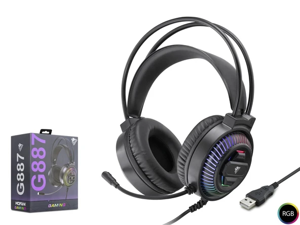 Gaming Kulaklik Usb Rgb 7.1 - Si̇yah G887 ürün görseli 1