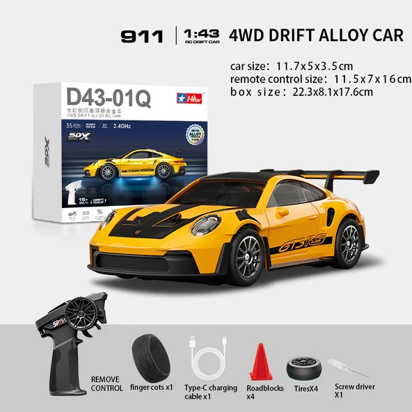 RC Drift Araba Porsche 911, Jiroskop ve LED Işıklı 15 km/h hız ürün görseli 1