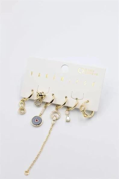 Taşlı Set Küpe - Altın ürün görseli 1
