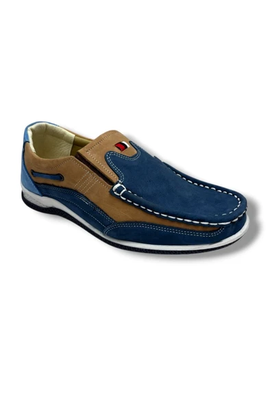 Master 1702-26 Hakiki Nubuk Deri Anatomik Casual Erkek Ayakkabı Mavi Kum ürün görseli 1