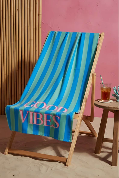 Good Vibes Çizgili Plaj Havlusu 70x150 cm ürün görseli 1