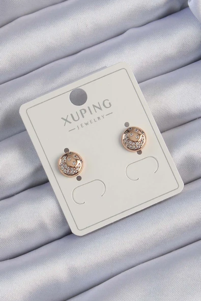 Xuping Rose Renk Zirkon Taşlı Yansımalı Oval Küpe - TJ-BKP9414 ürün görseli 1