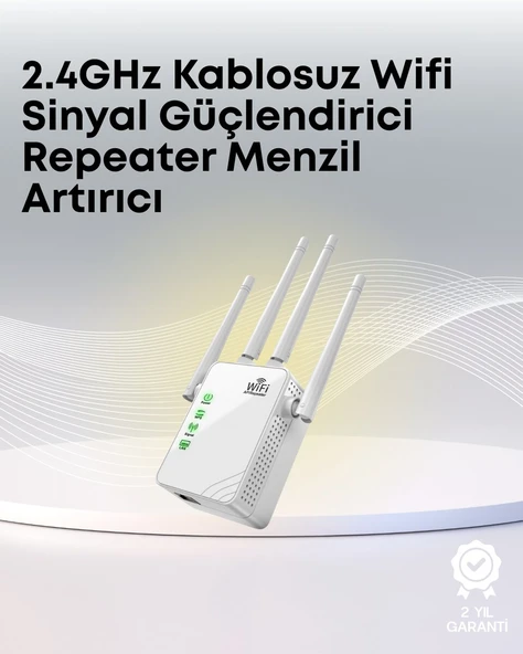 Yüksek Hızlı Parazit Önleyici WiFi Repeater Router ürün görseli 1