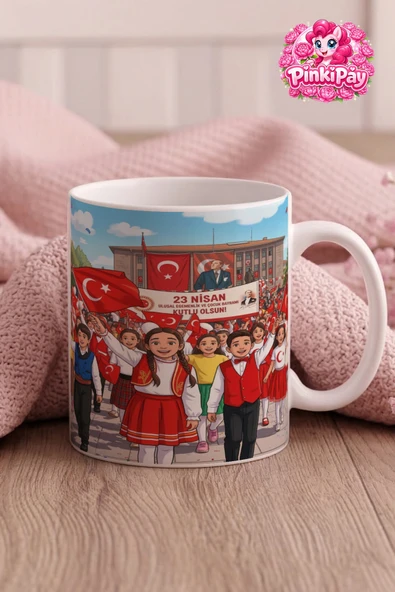 23 Nisan Özel Neşeli Çocuklar Geçit Töreni Bardak ürün görseli 1
