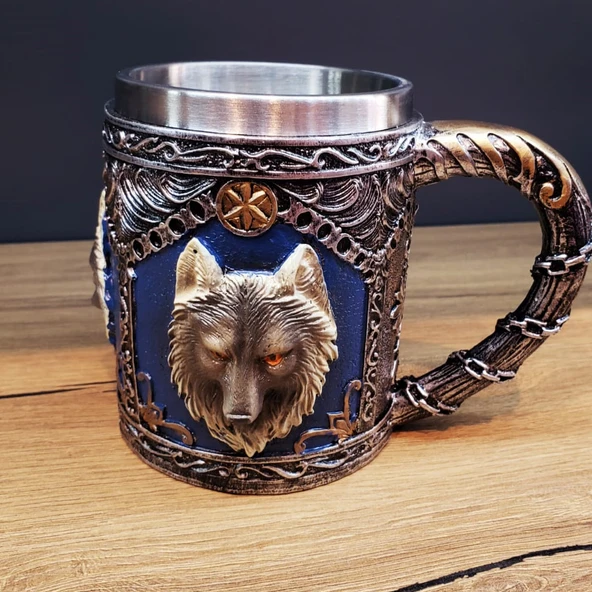 3D Boyutlu Kurt Kafası Tasarımlı Kupa Bardak ürün görseli 1