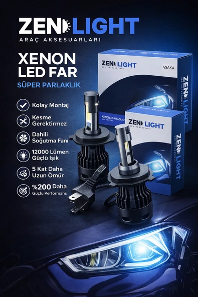 H4 Xenon LED Far Ampul Süper Parlaklık Güçlü Uzun Ömürlü LED Far ürün görseli 1