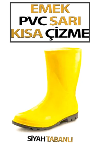 PVC Kısa Çizme Sarı Tabanı Siyah 41 numara ürün görseli 1