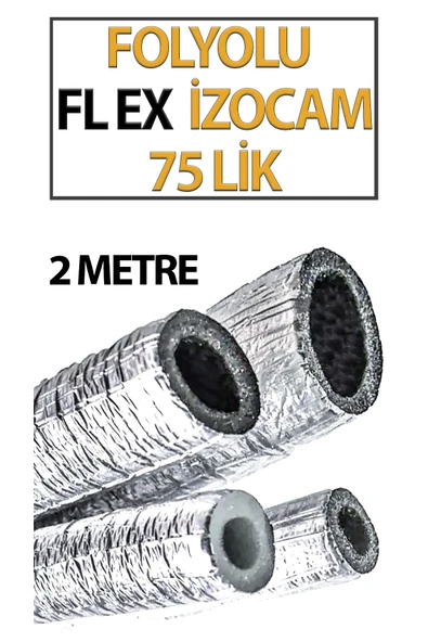 Folyolu İzocam Flexi 75'lik Boru Yalıtımı İçin (Paket İçeriği 1 Adet-2 Metrelik Folyolu Flexidir.) ürün görseli 1