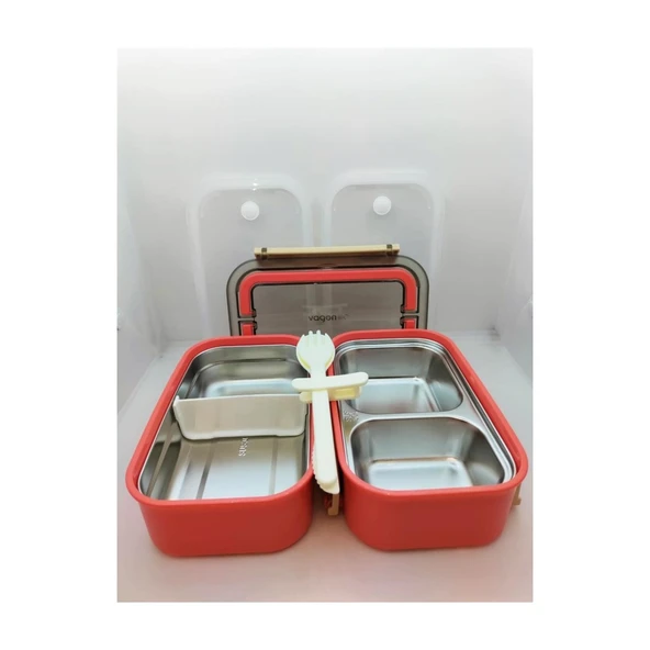 Vagonlıfe Lunch Box Çelik 1600ML Pembe BL2221-2 - Resim 3