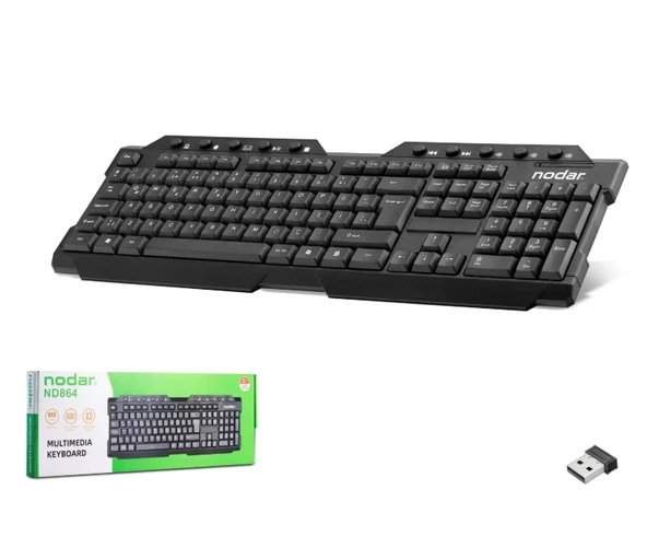 NODAR ND-864 Kablosuz Multimedia Klavye - Siyah ürün görseli 1