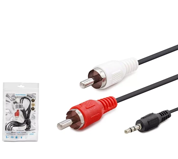 HADRON HDX-1042 3.5mm to 2 RCA Kablo 1.2 m - Siyah (skt-97) ürün görseli 1