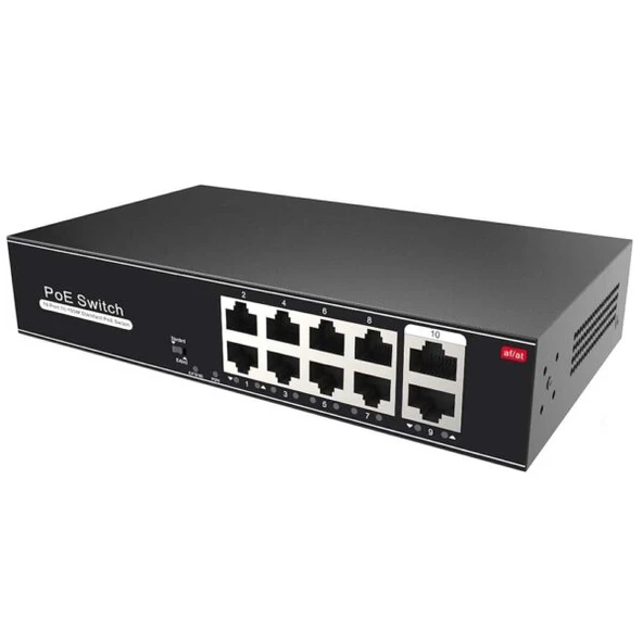 AVENIR AV-H1108PGL 8+2 Ports PoE switch (1-4 Ports Kablo Desteklemesi Şartı ile PoE 250m Mesafe) 120W ürün görseli 1
