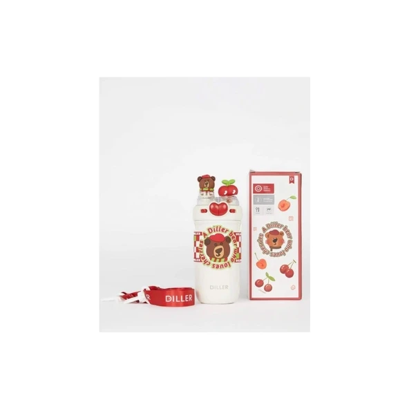 Vagonlife Dıller Paslanmaz Çelik Pipetli/pipetsiz Kullanım Çift Kapaklı Matara/termos D9235 520ML Ayıcık ürün görseli 1