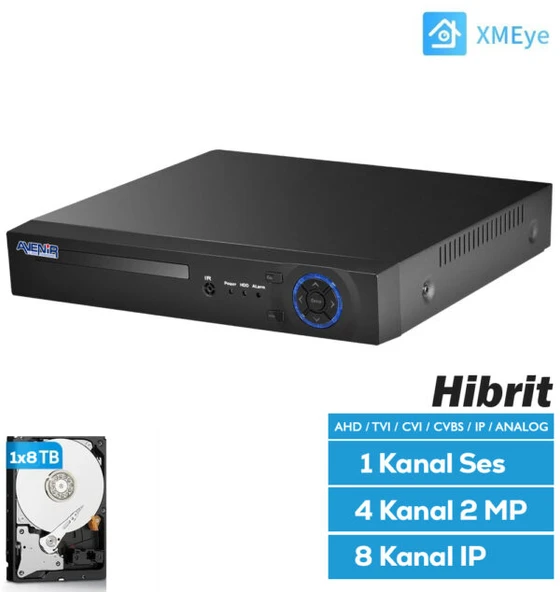 AVENIR AV-TC04S h.265 4 KANAL 1x8TB 1080N XMEYE HİBRİT (5in1) Kayıt Cihazı ürün görseli 1