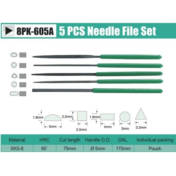 Proskit 8PK-605A 5 Parça Eğe Seti (C-24) - Resim 2