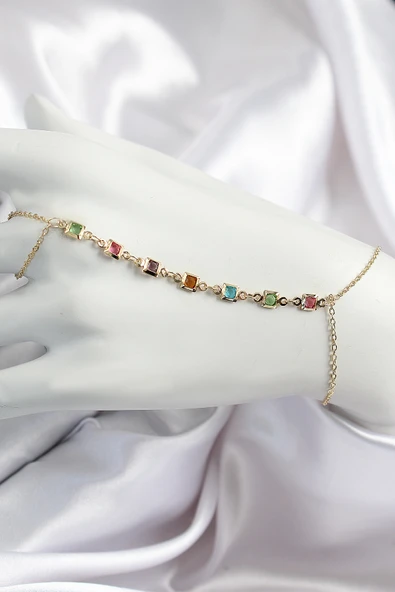 Pirinç Renkli Kare Zirkon Taşlı Y Model Gold Renk Kadın Şahmeran - TJ-SN682 ürün görseli 1