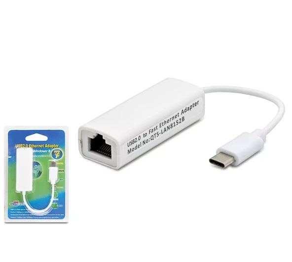 HADRON HDX-5257 Type-C USB 2.0 Ethernet Adaptör 10/100 Mbps - Beyaz (AVD-245) ürün görseli 1