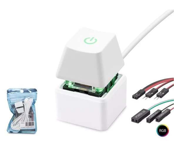 NODAR ND-2810 Masaüstü Bilgisayar RGB Power Tuşu On/Off Switch Beyaz (AVD-238) ürün görseli 1