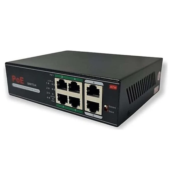 AVENIR AV-H1064PLS 4+2 ports PoE switch (1-4 Ports Kablo Desteklemesi Şartı ile PoE 250m Mesafe) 60W ürün görseli 1
