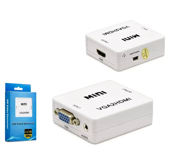 HADRON HDX-1283 VGA Dişi to HDMI Dişi Ses Çıkışlı Görüntü Dönüştürücü 1080p - Beyaz (AN-58) ürün görseli 1
