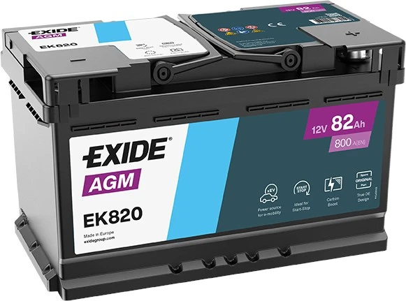Exide EK820 12V 82Ah 800A Start Stop Agm Akü (Üretim Tarihi:2025) ürün görseli 1