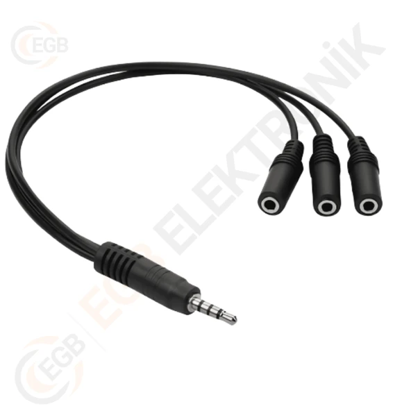 3,5mm Stereo Erkek- 3lü Stereo dişi- 30 cm (AVD-54) ürün görseli 1