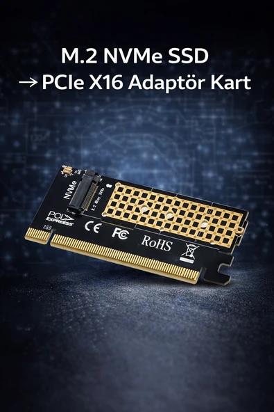 M.2 Nvme Ssd Ngff To Pcie 3.0 X16 Adaptör M-Key Genişletme Kartı Çevirici Dönüştürücü ürün görseli 1
