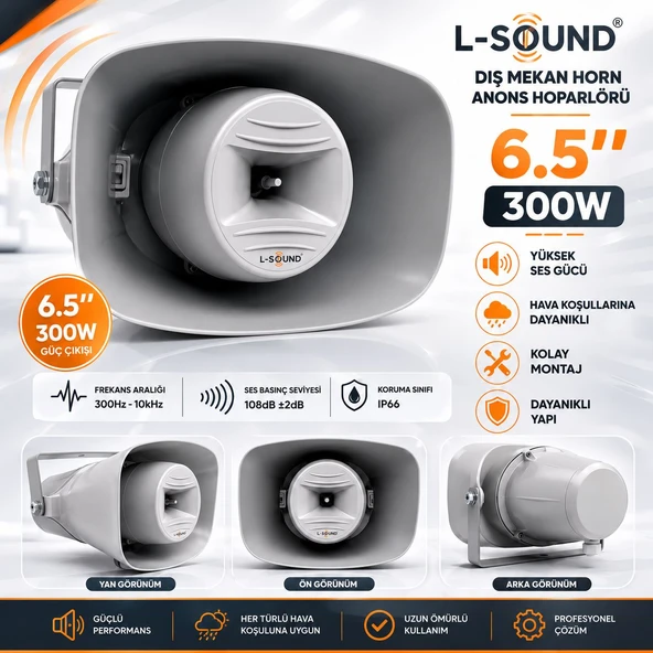 L-SOUND AQUA HOPARLÖR LS16300 6.5'' 300W IP66 ürün görseli 1