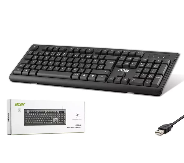 ACER OKB0A0 Standart Klavye Sessiz Tuşlu - Siyah ürün görseli 1